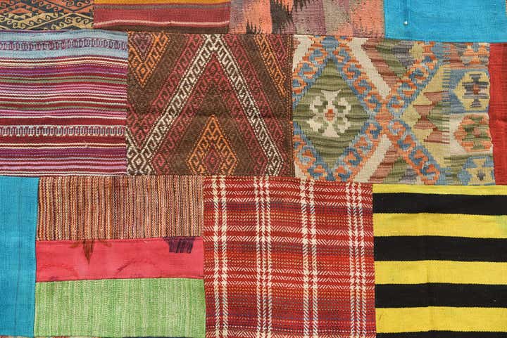 5' 6 x 7' 9 Hand Woven Kilim Patchwork Wool Rug