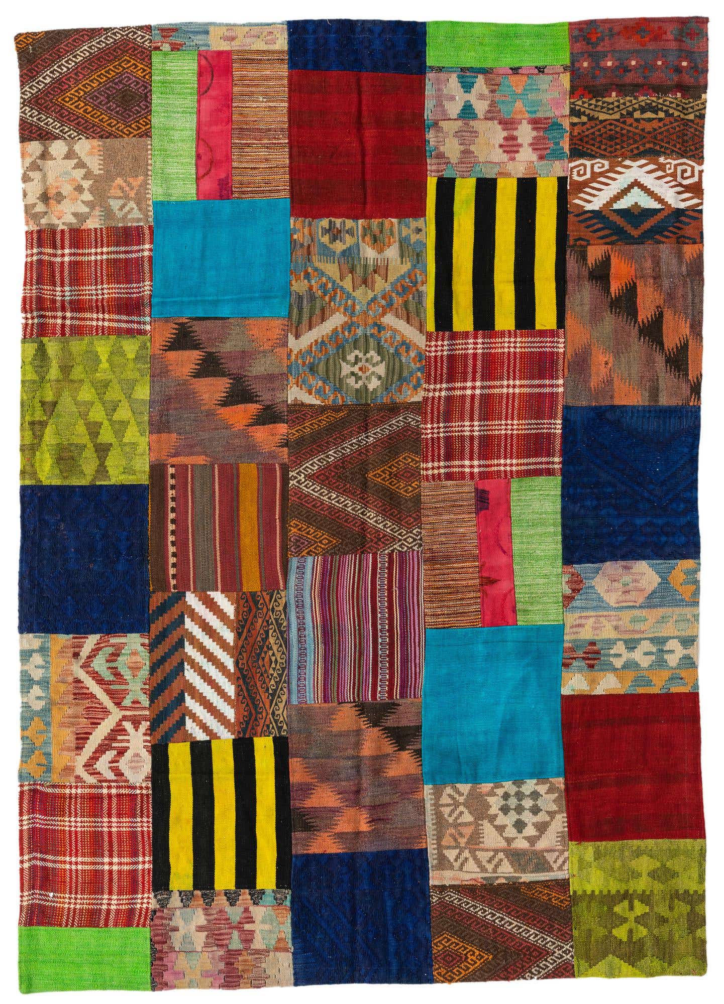 5' 6 x 7' 9 Hand Woven Kilim Patchwork Wool Rug