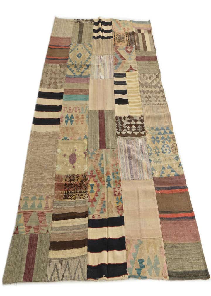5' 6 x 8' Hand Woven Kilim Patchwork Wool Rug