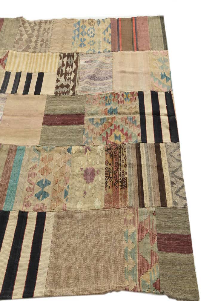 5' 6 x 8' Hand Woven Kilim Patchwork Wool Rug