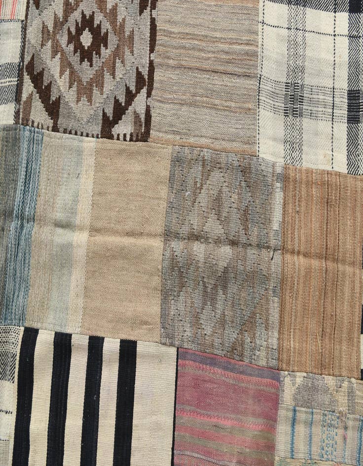 Detail image of 5' 4 x 7' 6  Hand Woven Kilim Patchwork Wool Rug