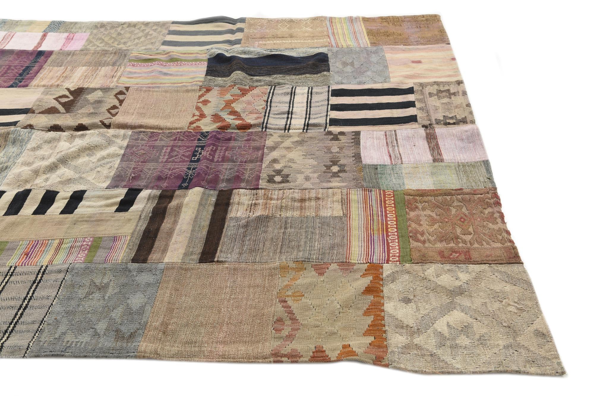 6' 7 x 9' 10 Hand Woven Kilim Patchwork Wool Rug