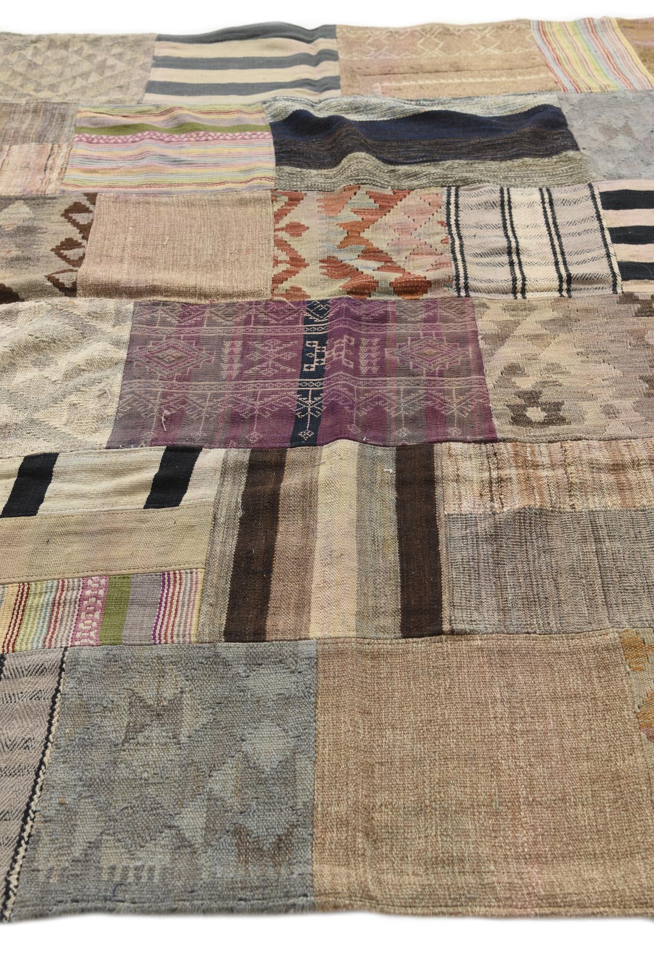 6' 7 x 9' 10 Hand Woven Kilim Patchwork Wool Rug