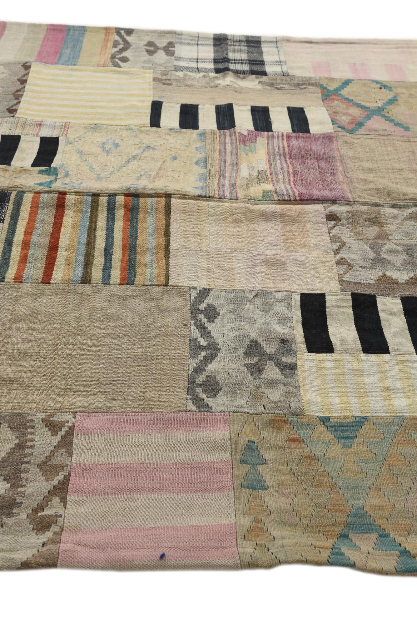 6' 5 x 9' 9 Hand Woven Kilim Patchwork Wool Rug