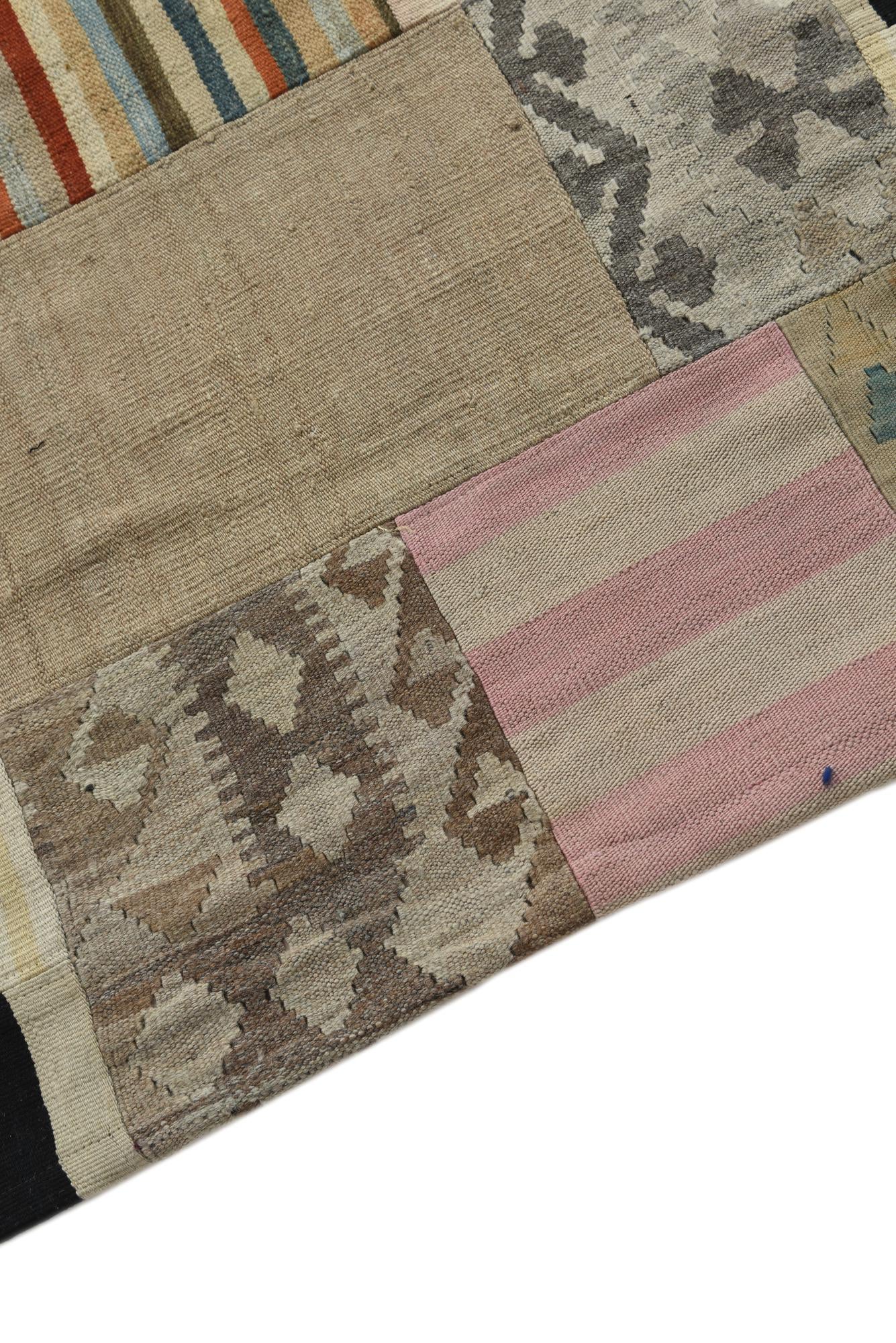 6' 5 x 9' 9 Hand Woven Kilim Patchwork Wool Rug