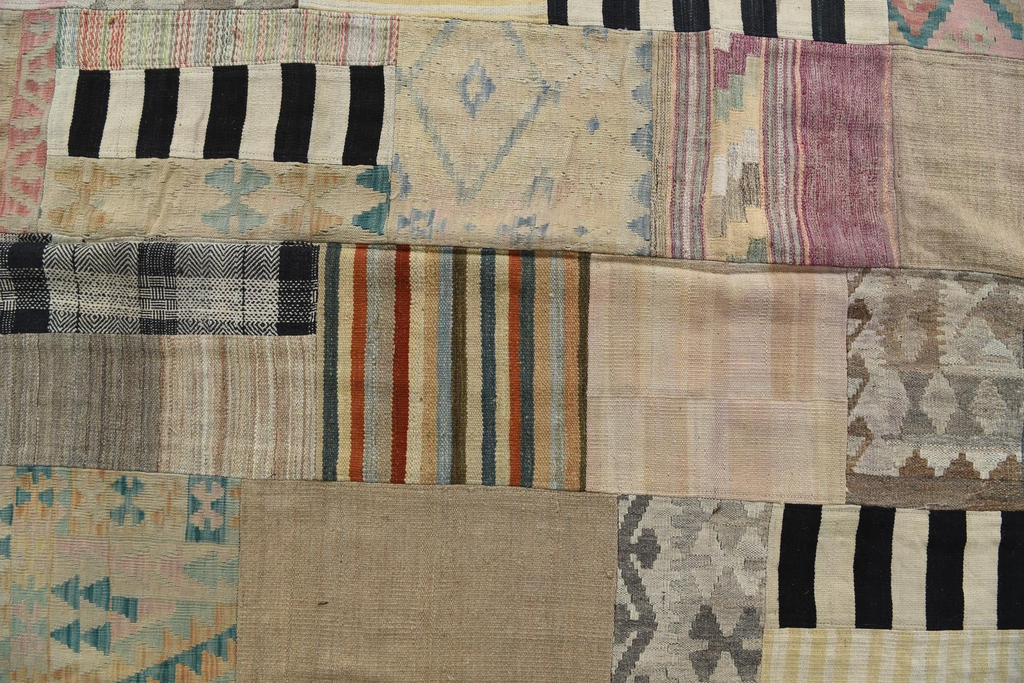 6' 5 x 9' 9 Hand Woven Kilim Patchwork Wool Rug