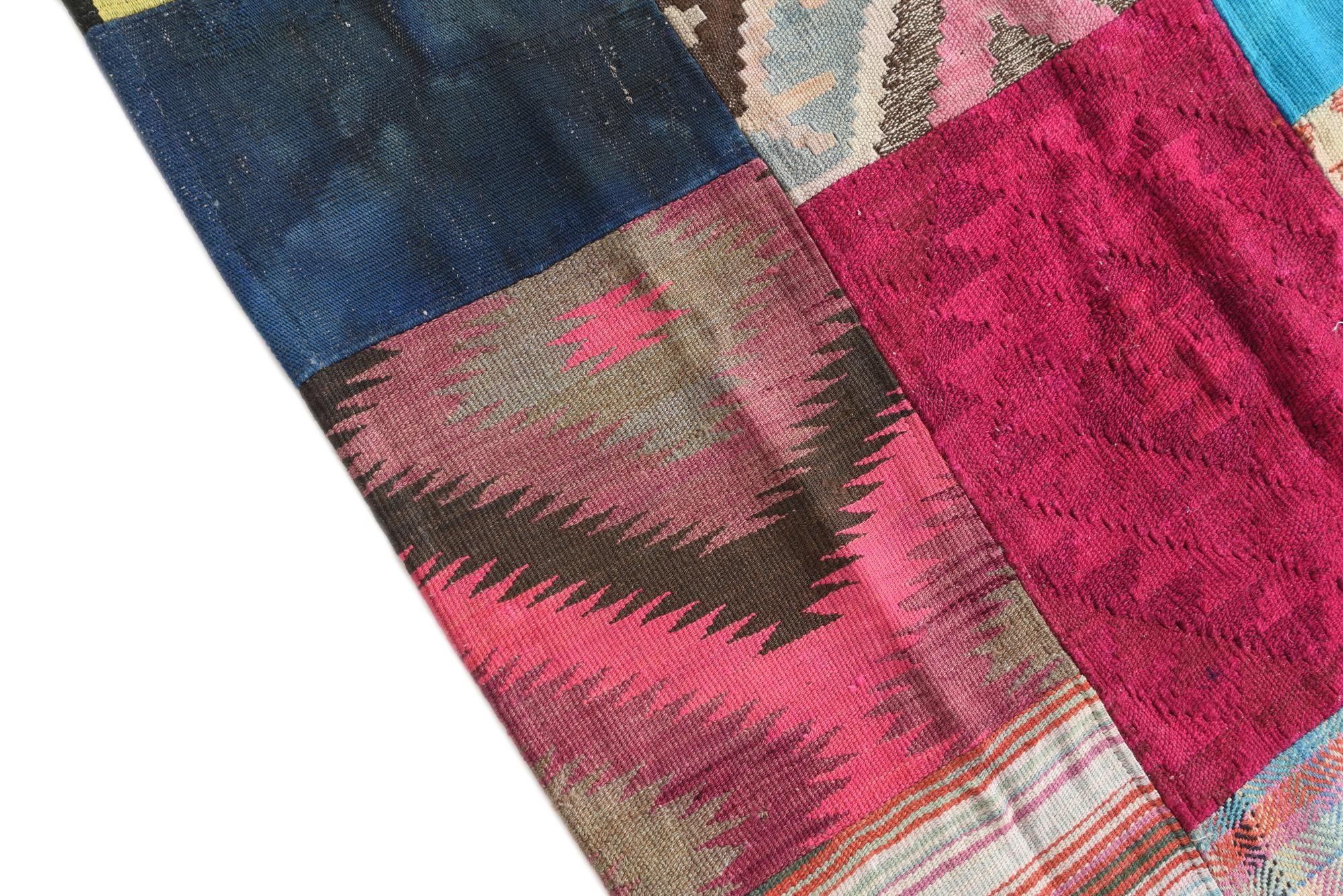 6' 10 x 9' 10 Hand Woven Kilim Patchwork Wool Rug
