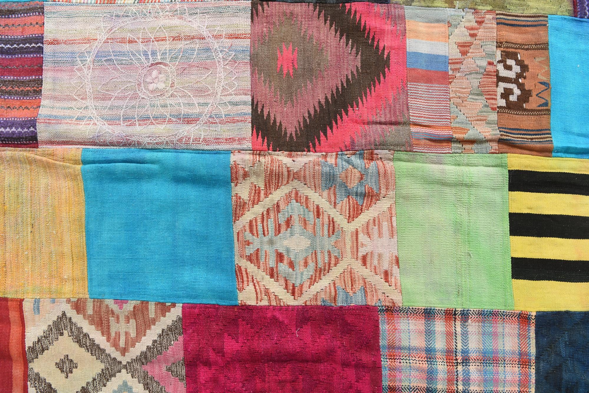 6' 10 x 9' 10 Hand Woven Kilim Patchwork Wool Rug