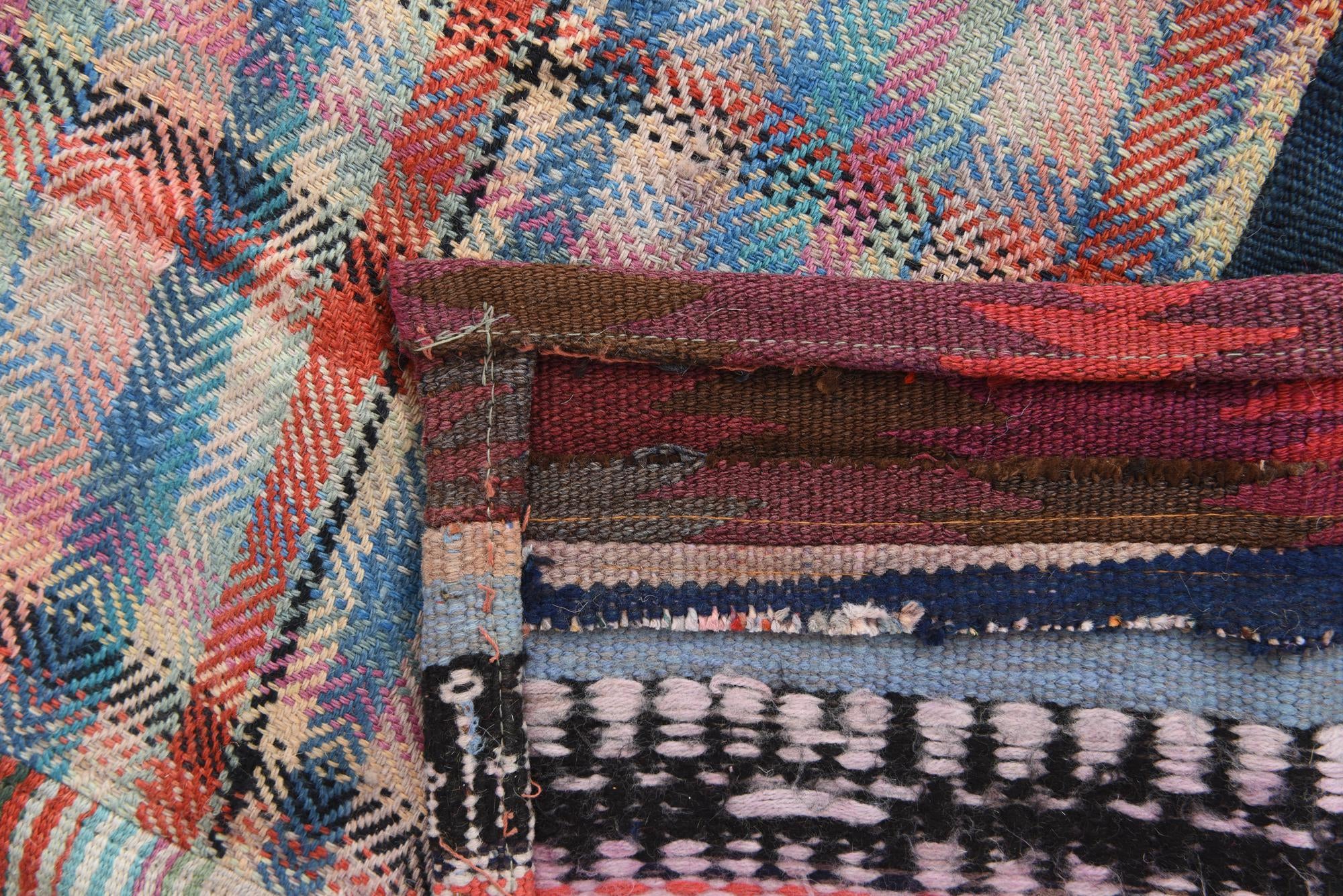 6' 10 x 9' 10 Hand Woven Kilim Patchwork Wool Rug