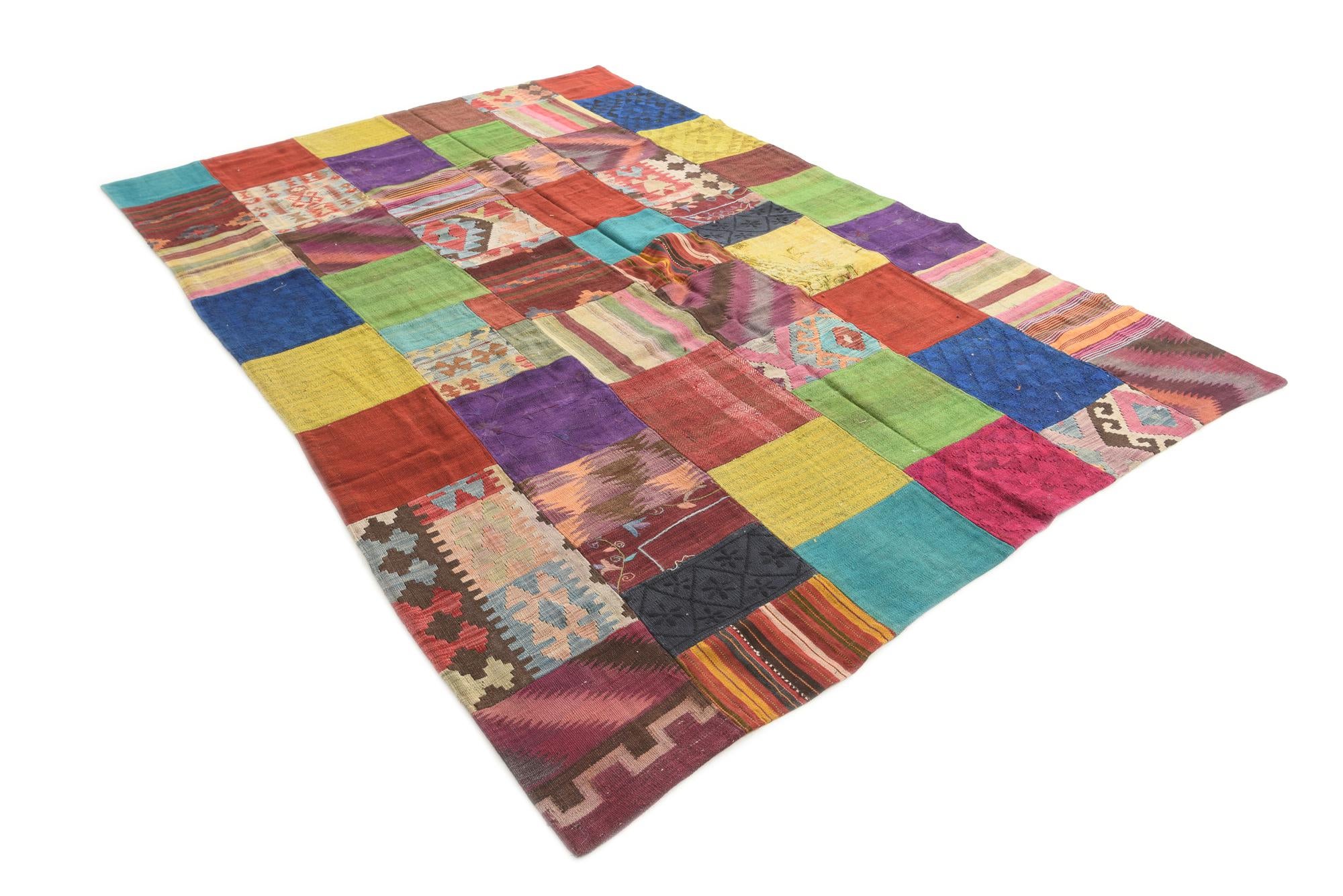 6' 7 x 10' Hand Woven Kilim Patchwork Wool Rug