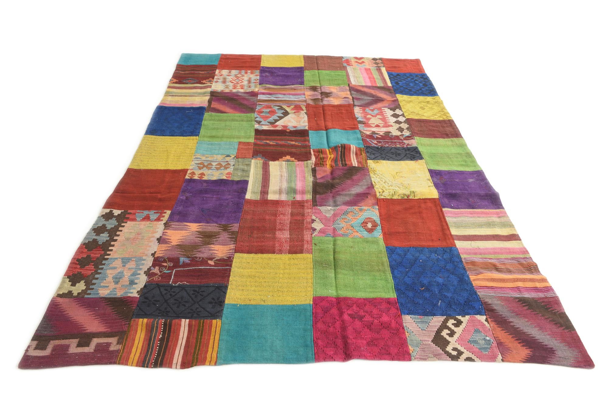 6' 7 x 10' Hand Woven Kilim Patchwork Wool Rug