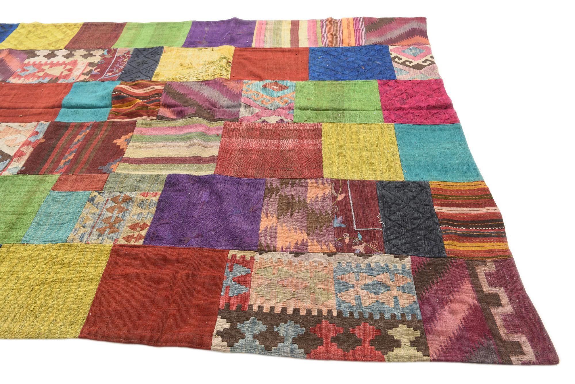 6' 7 x 10' Hand Woven Kilim Patchwork Wool Rug