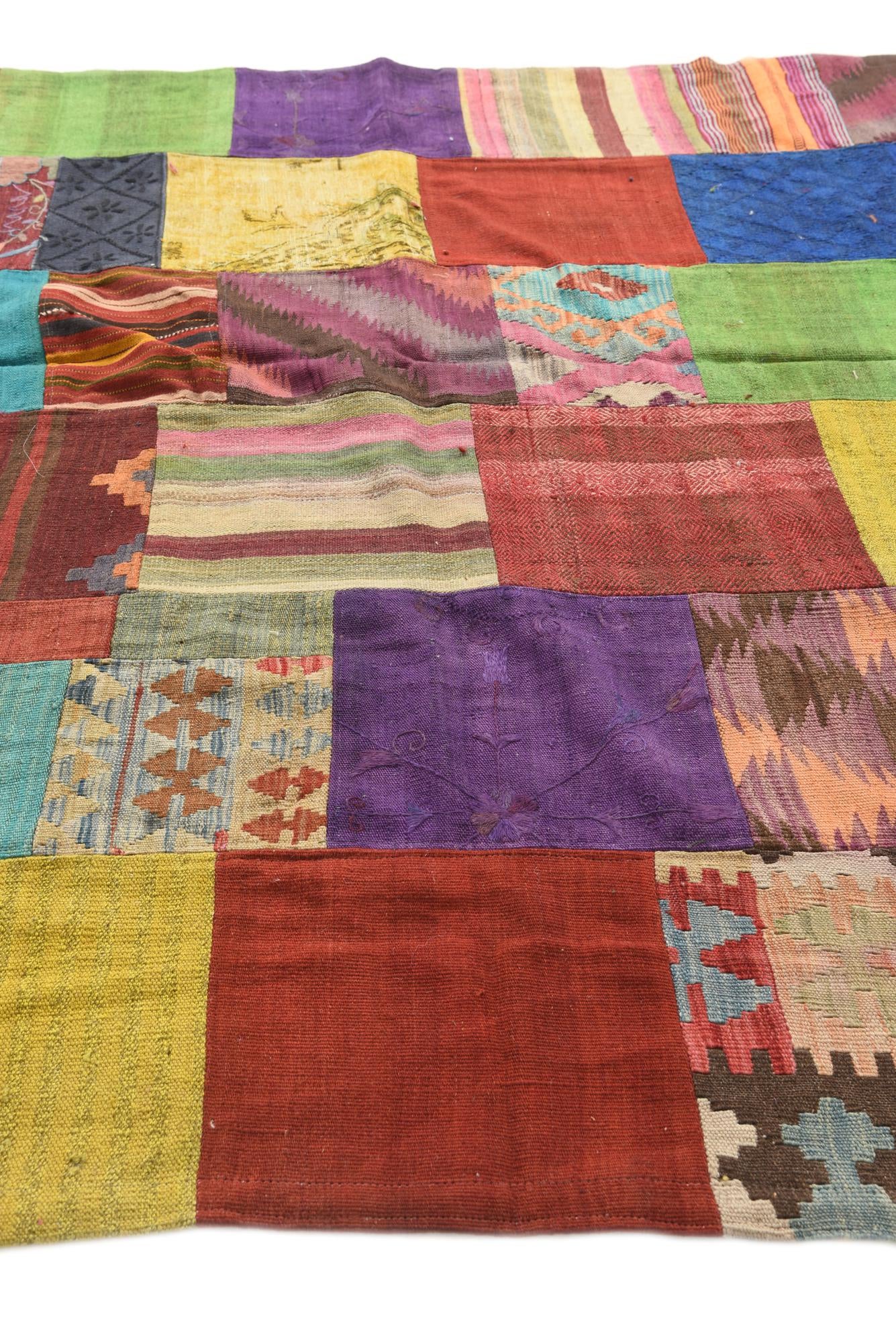 6' 7 x 10' Hand Woven Kilim Patchwork Wool Rug