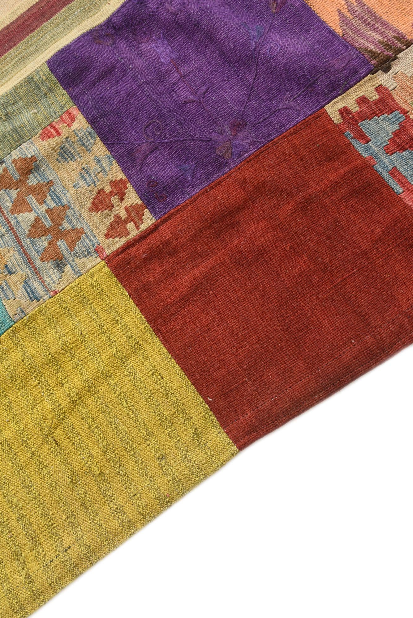 6' 7 x 10' Hand Woven Kilim Patchwork Wool Rug