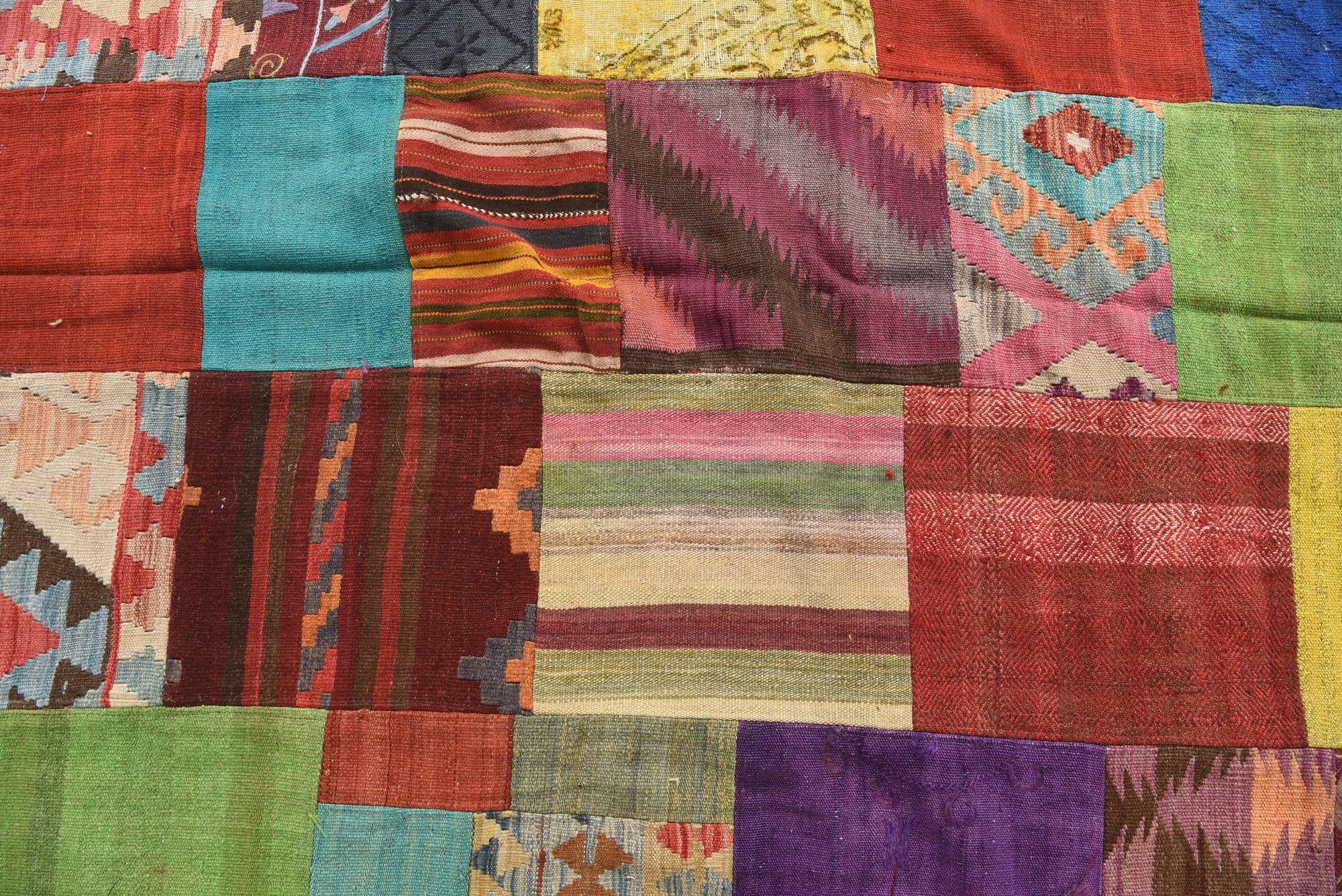 6' 7 x 10' Hand Woven Kilim Patchwork Wool Rug