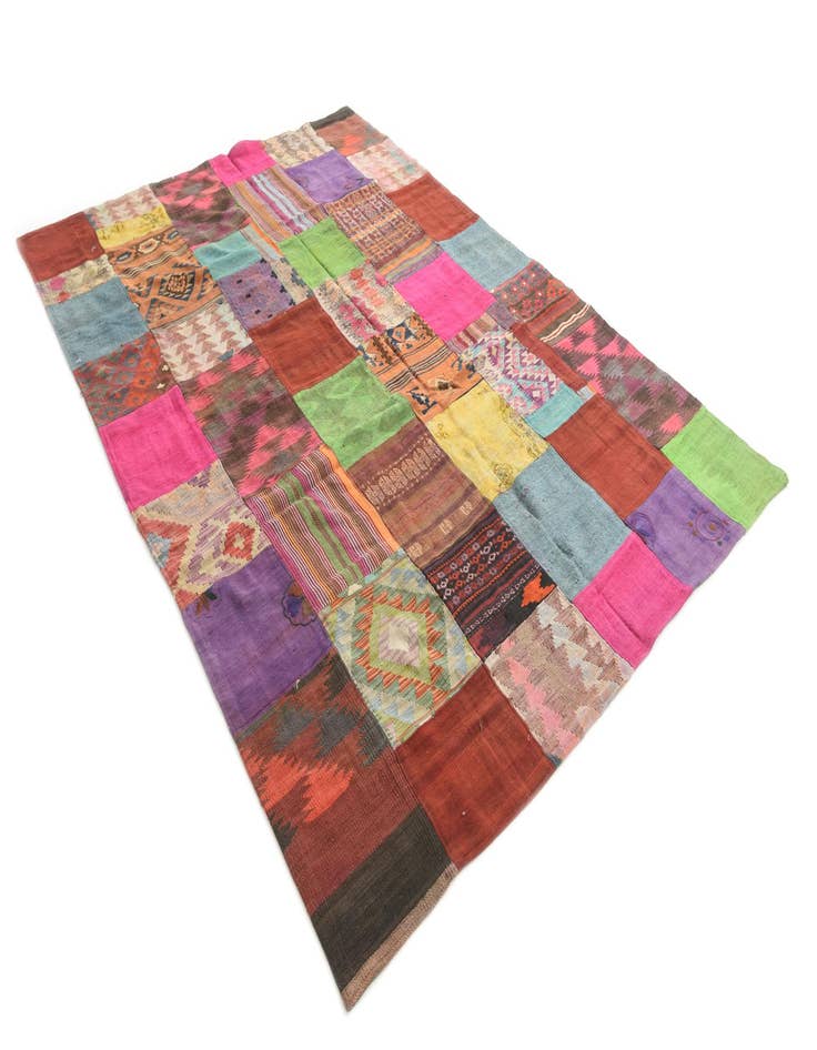 Detail image of 6' 6 x 9' 4 Hand Woven Kilim Patchwork Wool Rug