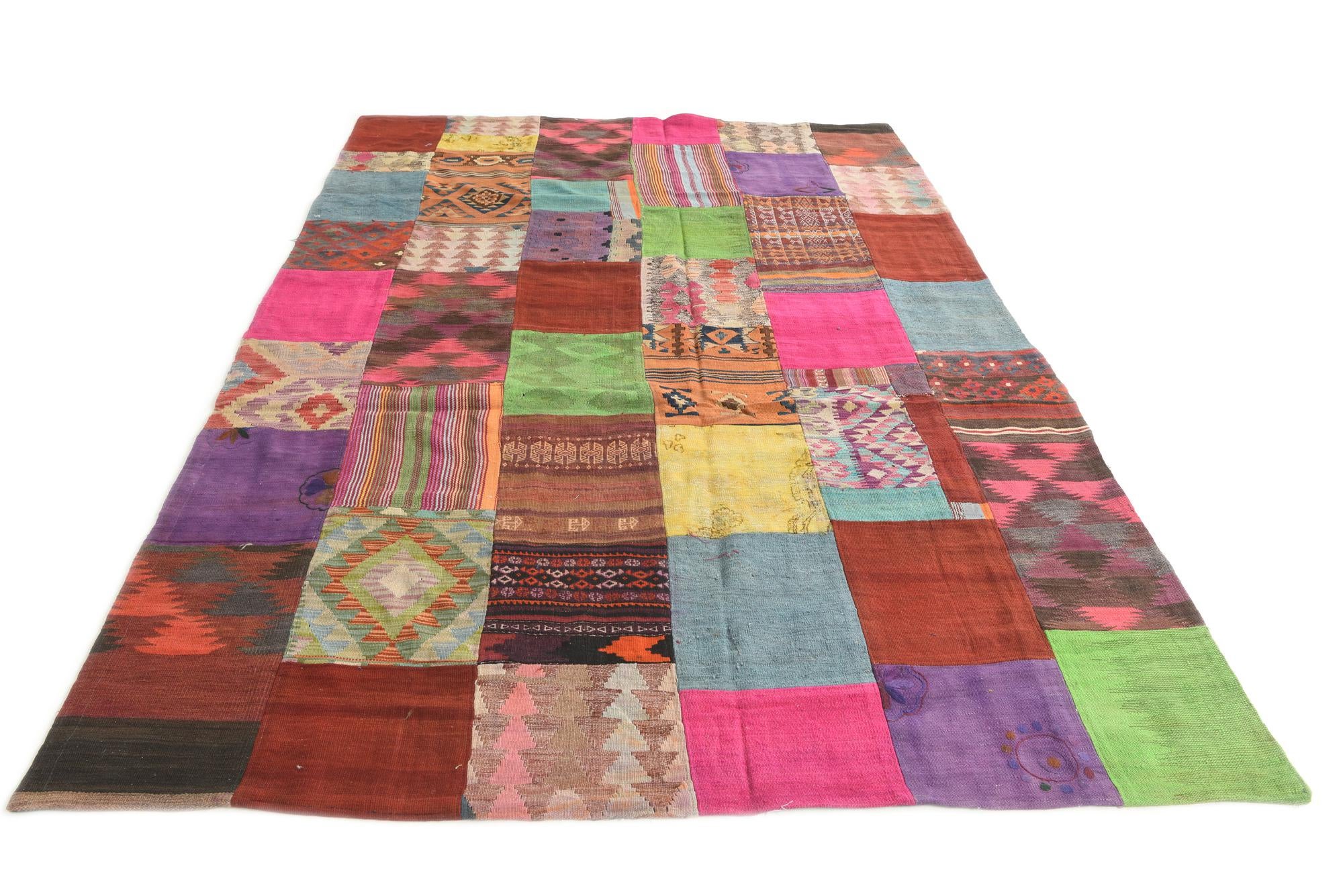 6' 6 x 9' 4 Hand Woven Kilim Patchwork Wool Rug