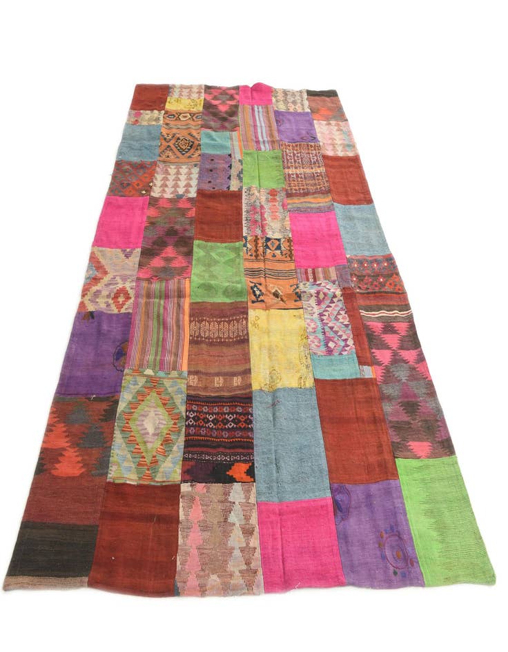 Detail image of 6' 6 x 9' 4 Hand Woven Kilim Patchwork Wool Rug