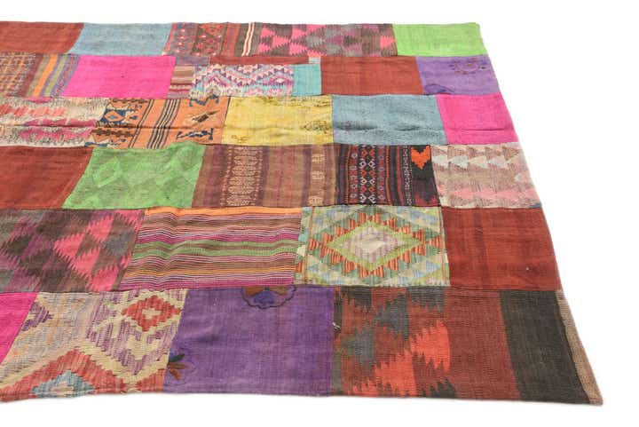 6' 6 x 9' 4 Hand Woven Kilim Patchwork Wool Rug