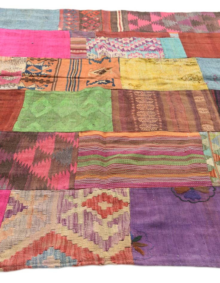 Detail image of 6' 6 x 9' 4 Hand Woven Kilim Patchwork Wool Rug
