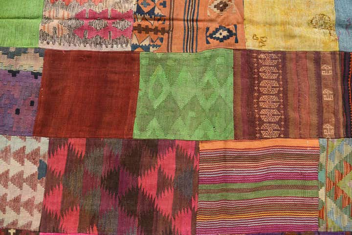 6' 6 x 9' 4 Hand Woven Kilim Patchwork Wool Rug