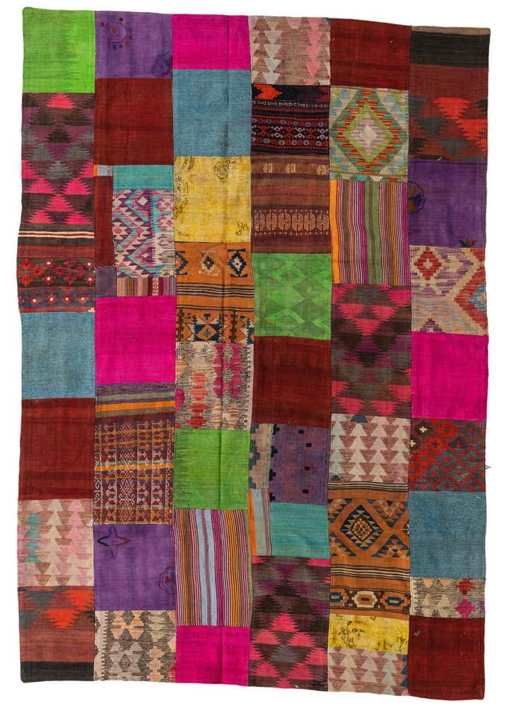6' 6 x 9' 4 Hand Woven Kilim Patchwork Wool Rug