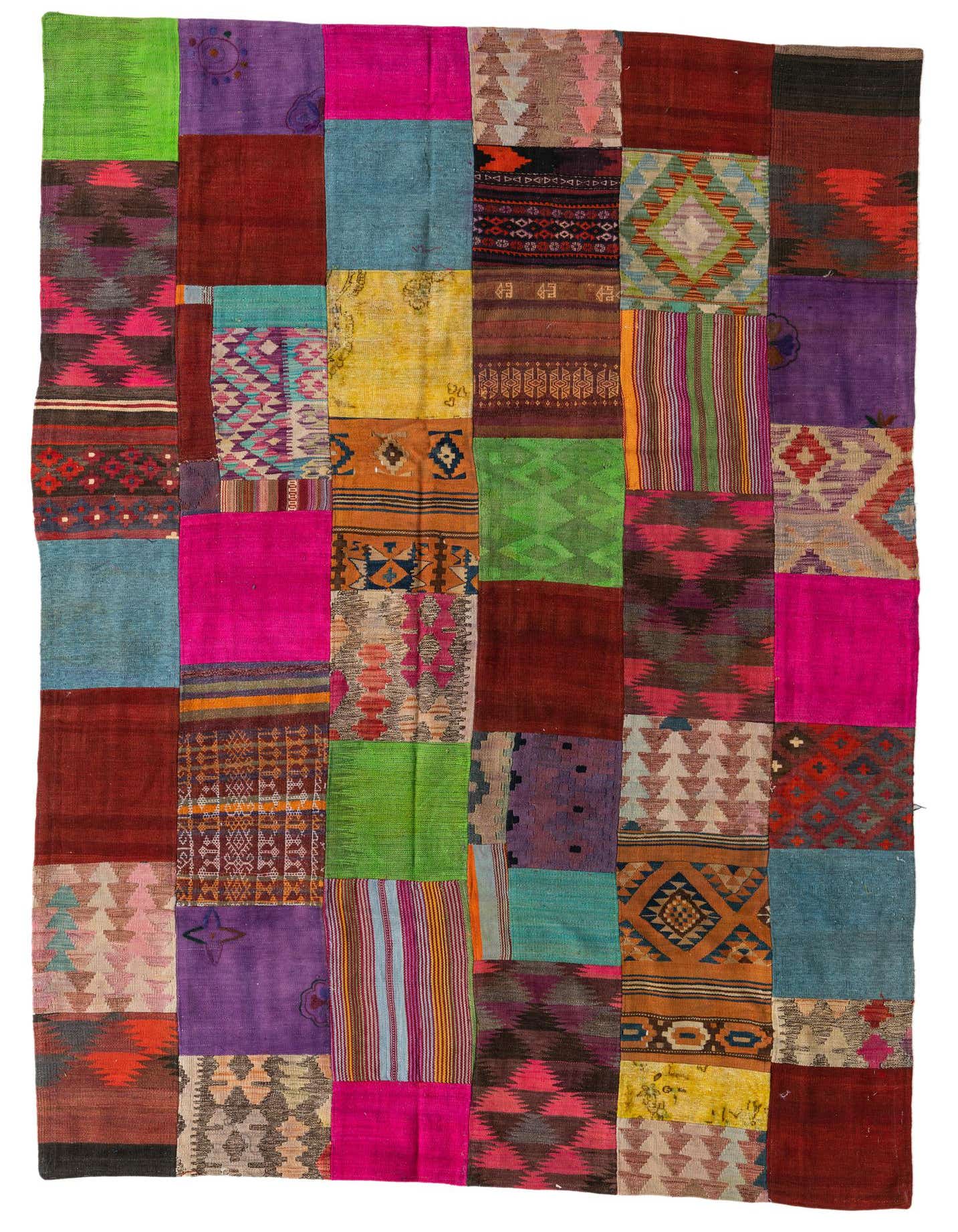 6' 6 x 9' 4 Hand Woven Kilim Patchwork Wool Rug