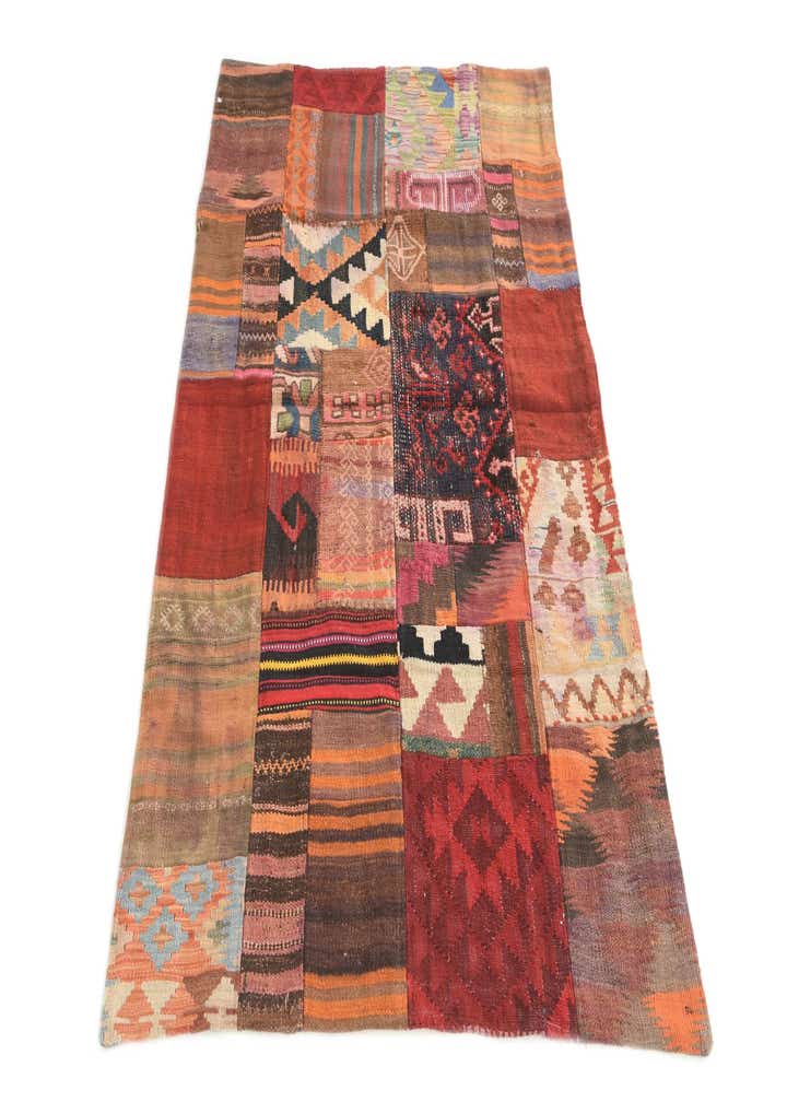 3' 4 x 5' 2 Hand Woven Kilim Patchwork Wool Rug