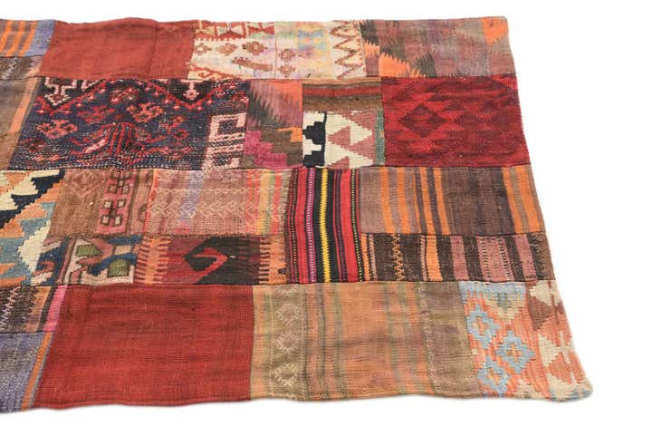 3' 4 x 5' 2 Hand Woven Kilim Patchwork Wool Rug