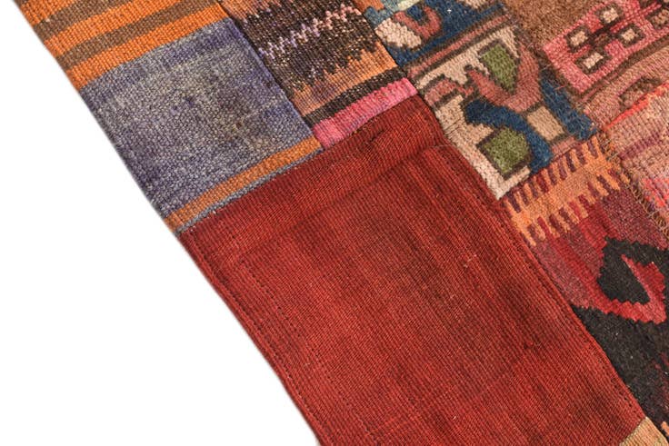 Detail image of 3' 4 x 5' 2 Hand Woven Kilim Patchwork Wool Rug