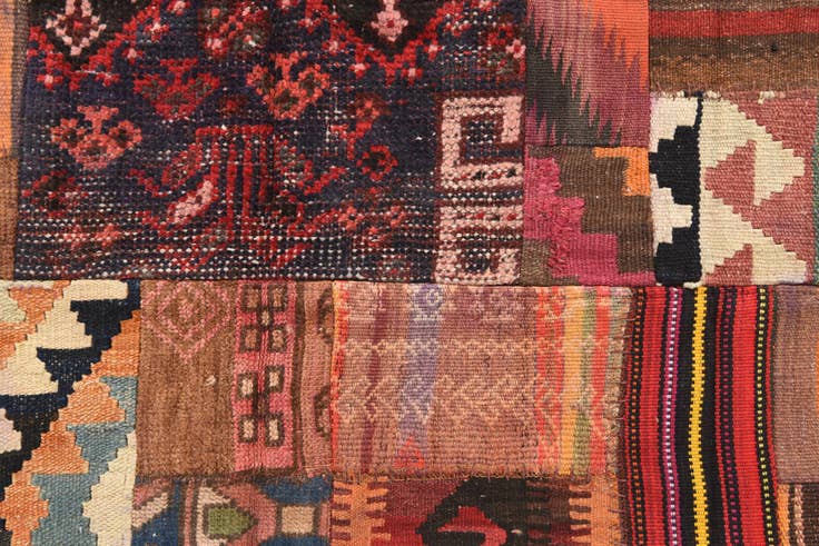 Detail image of 3' 4 x 5' 2 Hand Woven Kilim Patchwork Wool Rug