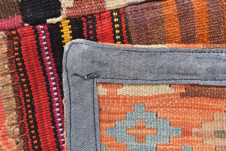 3' 4 x 5' 2 Hand Woven Kilim Patchwork Wool Rug