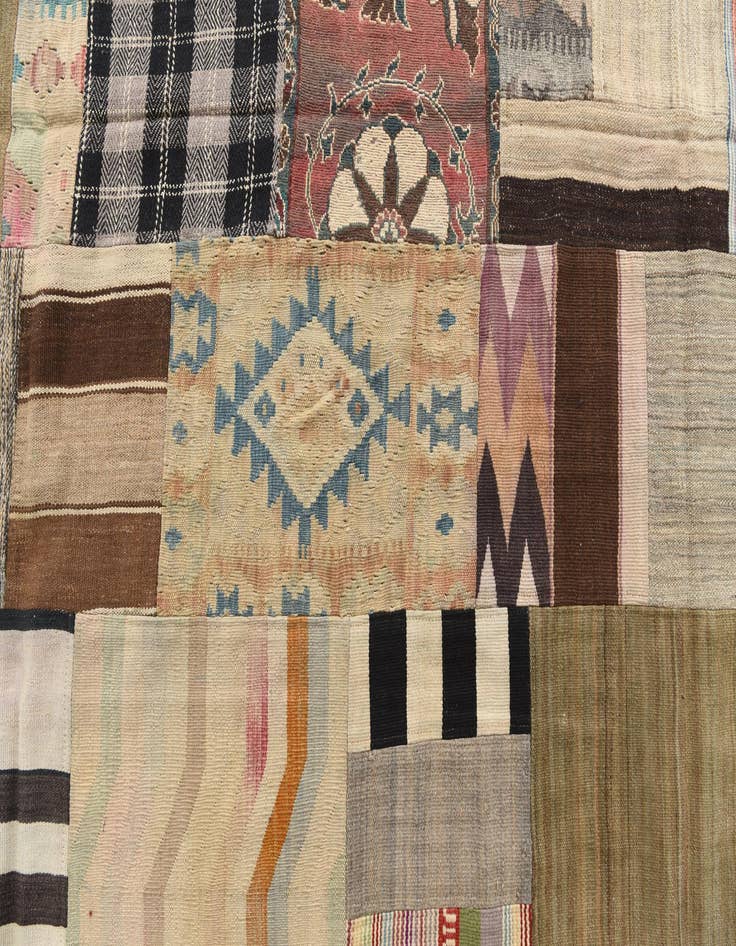 Detail image of 5' 4 x 8' 2  Hand Woven Kilim Patchwork Wool Rug