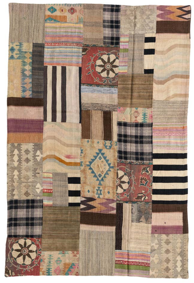 Detail image of 5' 4 x 8' 2 Hand Woven Kilim Patchwork Wool Rug