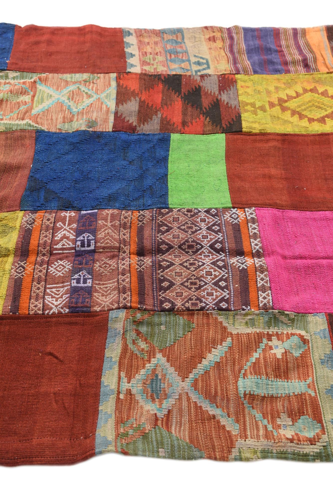 5' 6 x 8' Hand Woven Kilim Patchwork Wool Rug