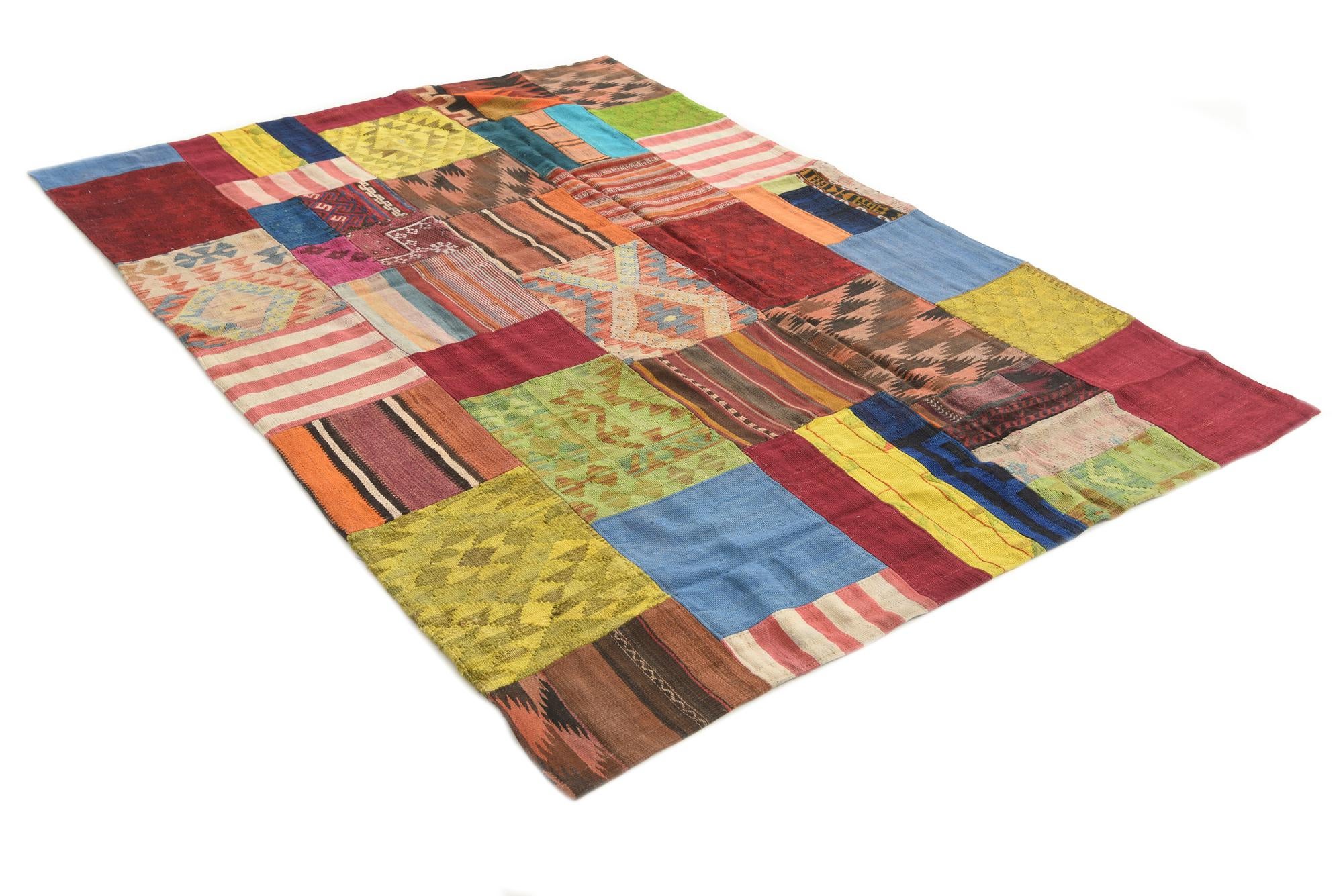 5' 7 x 8' Hand Woven Kilim Patchwork Wool Rug