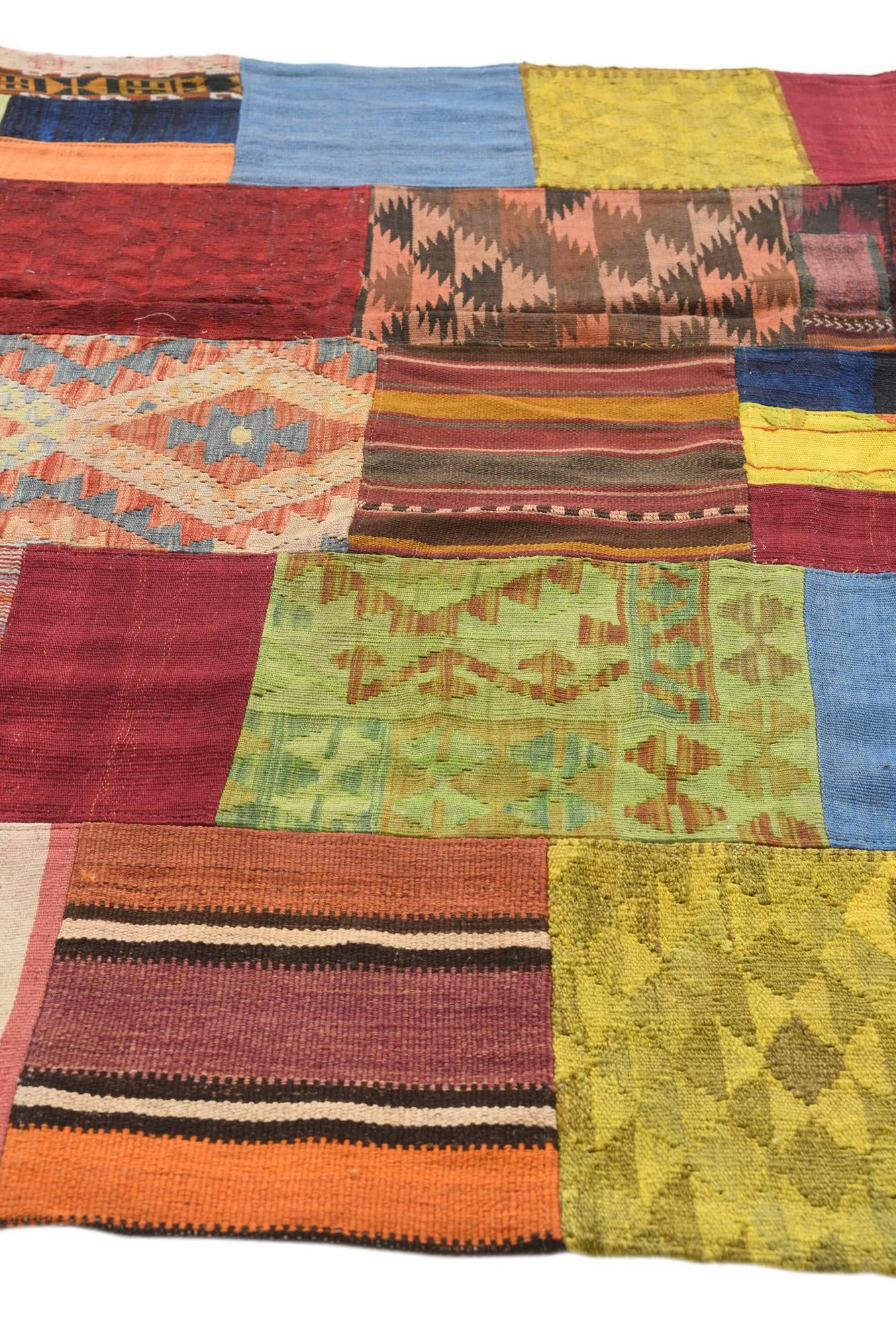 5' 7 x 8' Hand Woven Kilim Patchwork Wool Rug
