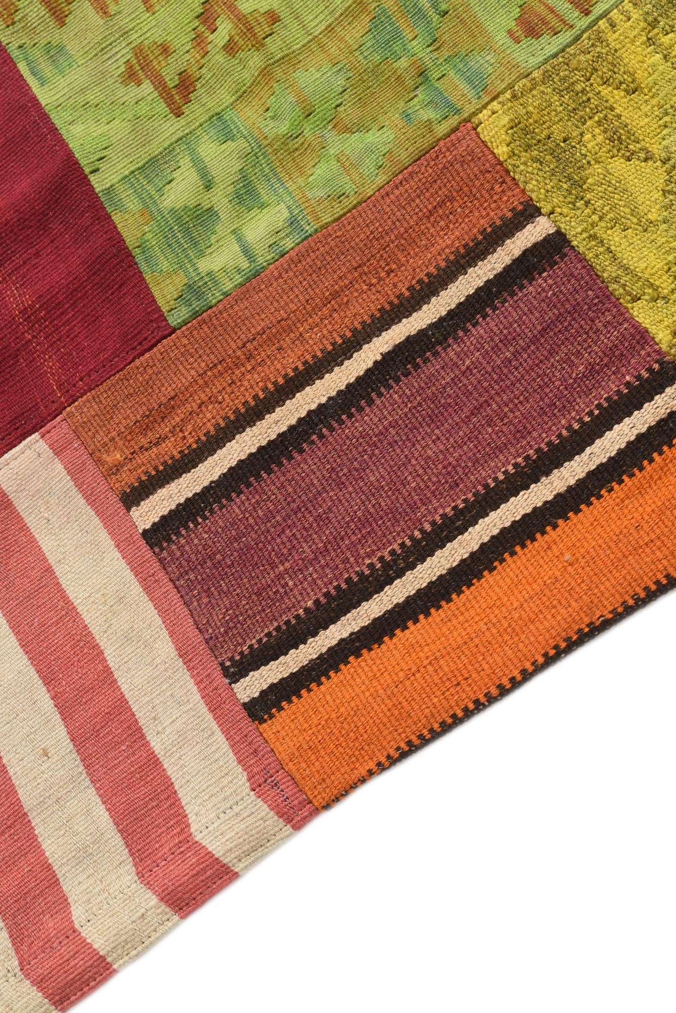 5' 7 x 8' Hand Woven Kilim Patchwork Wool Rug