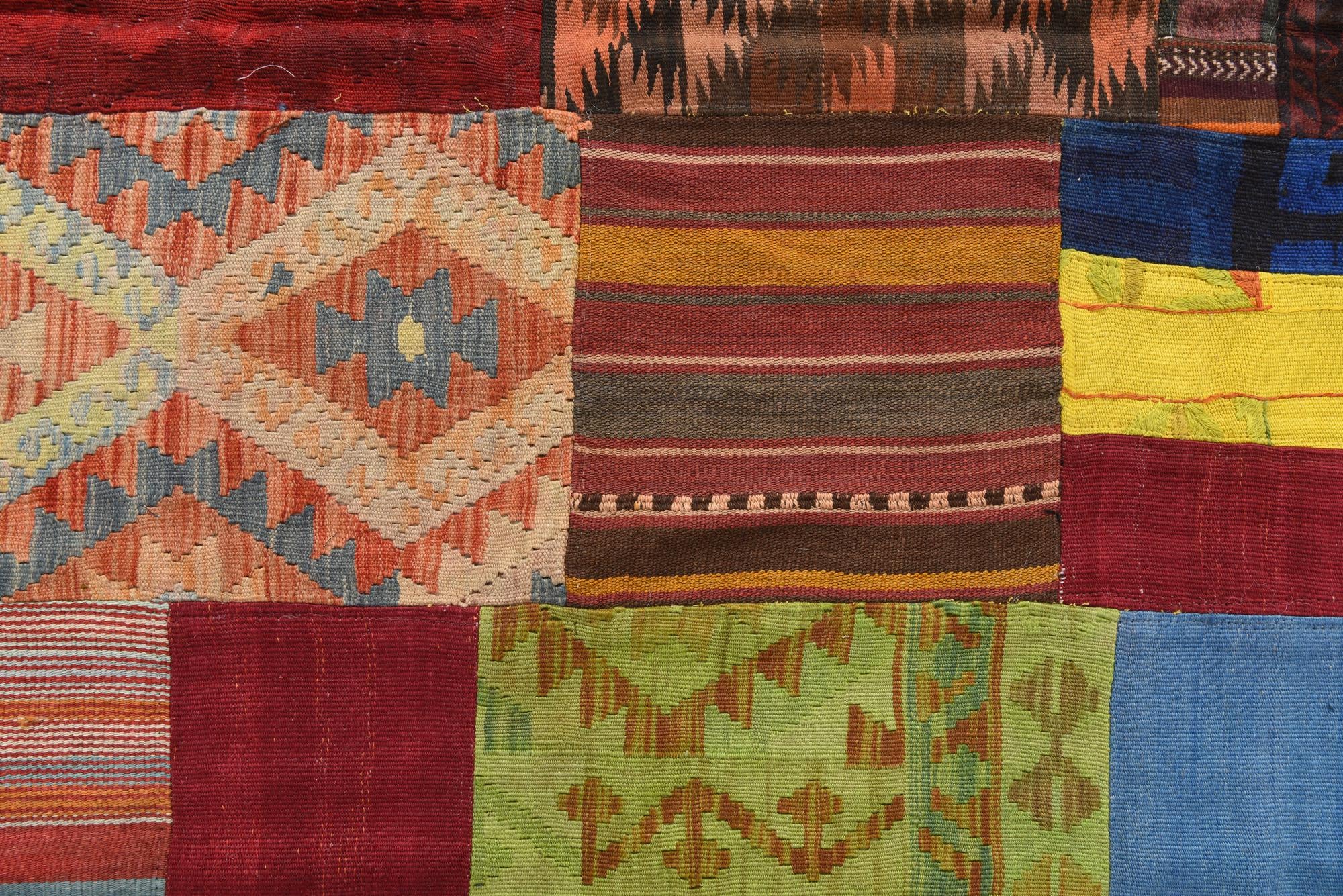 5' 7 x 8' Hand Woven Kilim Patchwork Wool Rug
