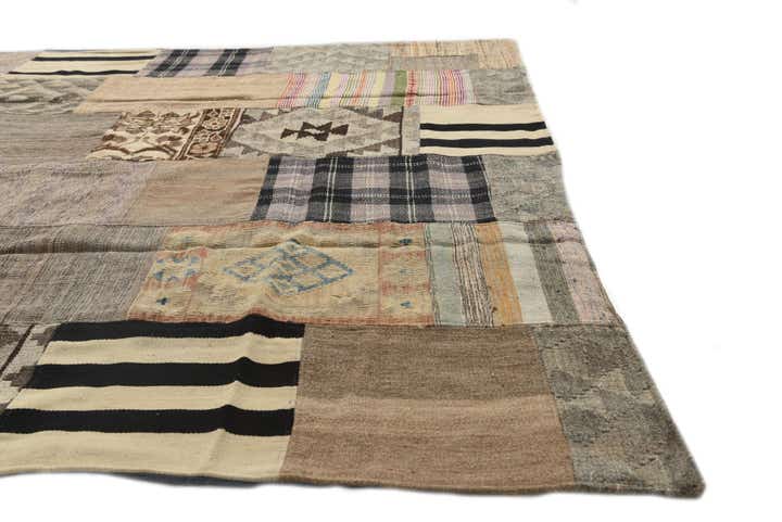 6' 5 x 9' 10 Hand Woven Kilim Patchwork Wool Rug