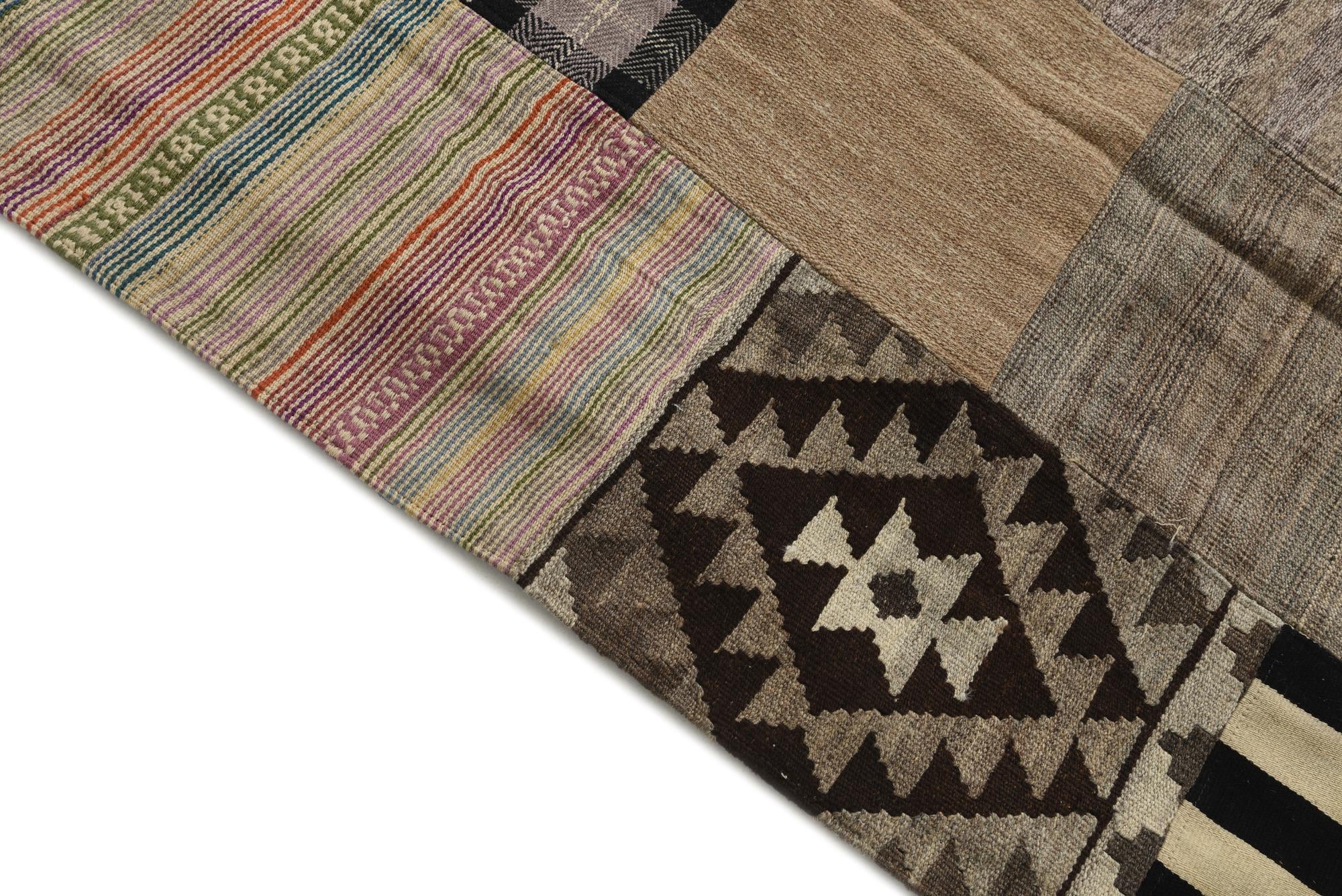 6' 5 x 9' 10 Hand Woven Kilim Patchwork Wool Rug
