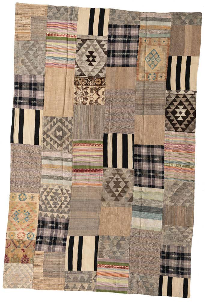 6' 5 x 9' 10 Hand Woven Kilim Patchwork Wool Rug