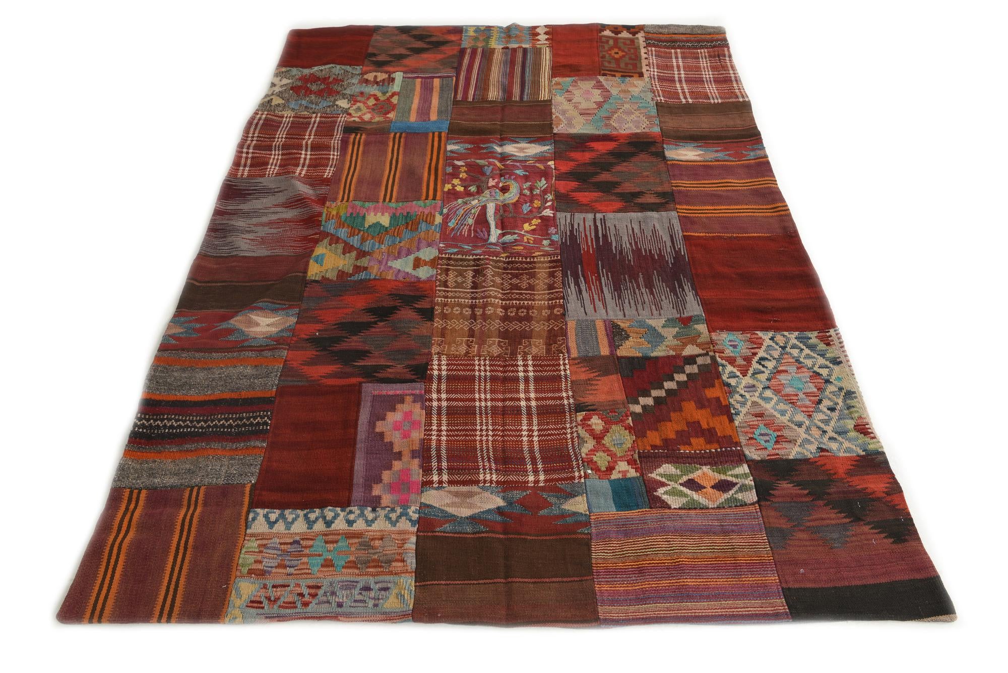 5' 5 x 7' 9 Hand Woven Kilim Patchwork Wool Rug
