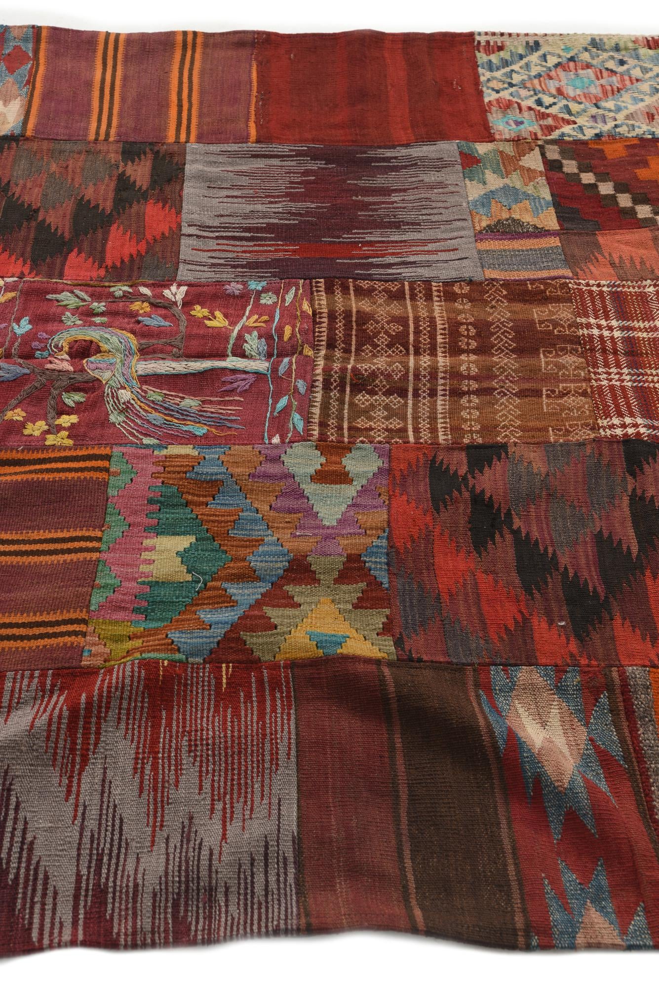 5' 5 x 7' 9 Hand Woven Kilim Patchwork Wool Rug
