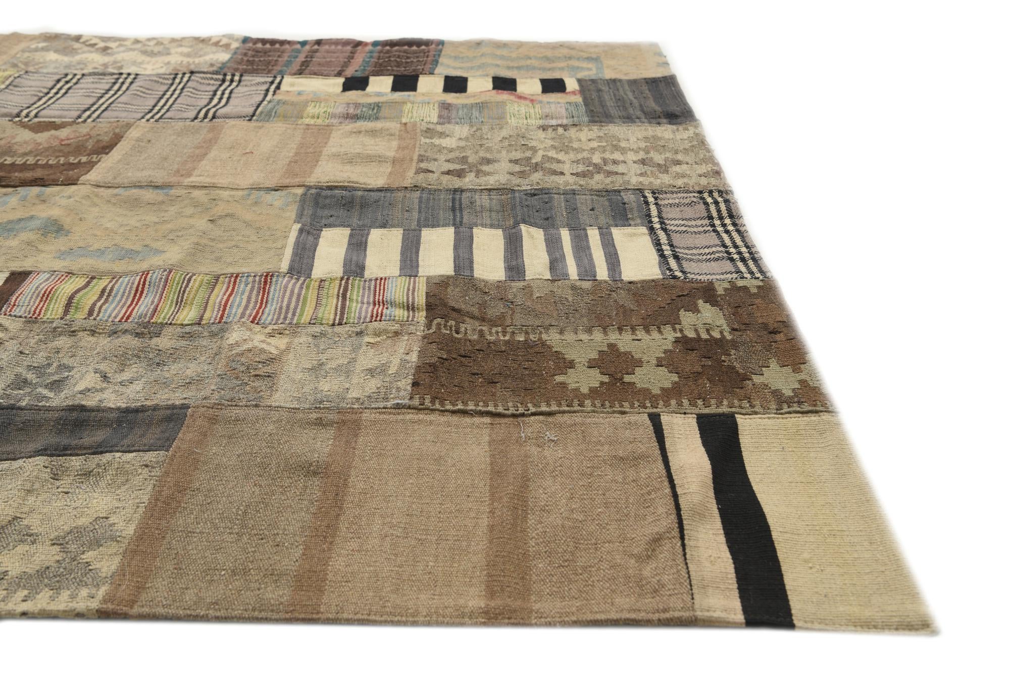 6' 4 x 9' 7 Hand Woven Kilim Patchwork Wool Rug