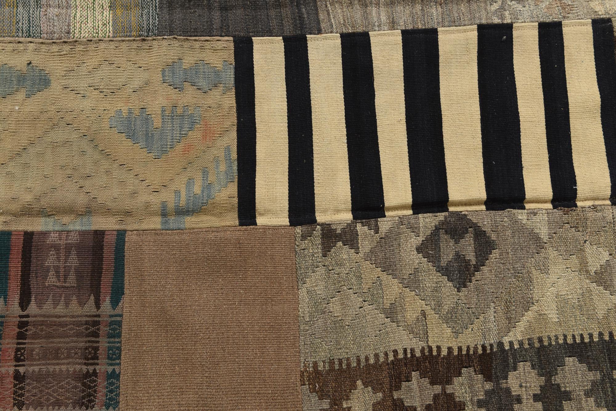 6' 4 x 9' 7 Hand Woven Kilim Patchwork Wool Rug