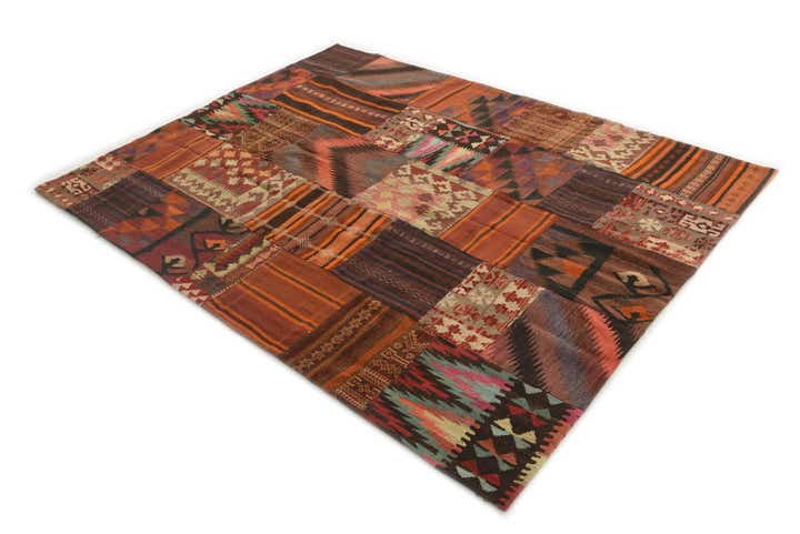 5' 10 x 7' 7 Hand Woven Kilim Patchwork Wool Rug