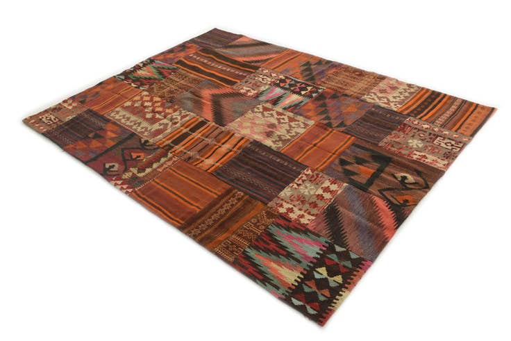 Detail image of 5' 10 x 7' 7 Hand Woven Kilim Patchwork Wool Rug