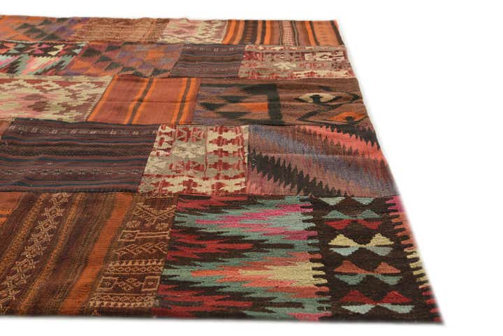 5' 10 x 7' 7 Hand Woven Kilim Patchwork Wool Rug