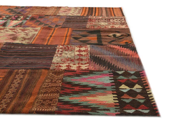 Detail image of 5' 10 x 7' 7 Hand Woven Kilim Patchwork Wool Rug